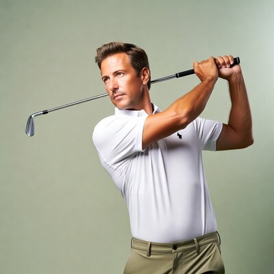 Man swinging golf club