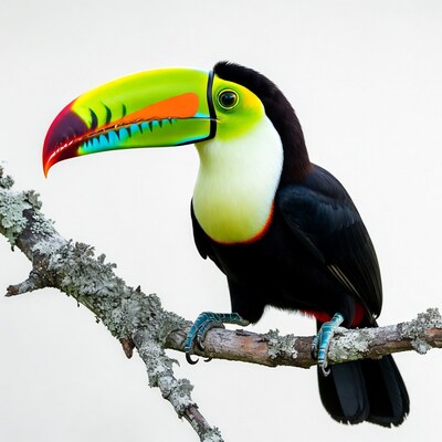 Colorful Toucan on Tree Branch