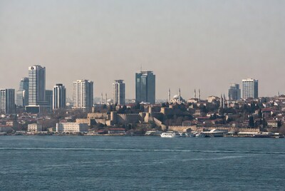 Istanbul skyline with historic walls