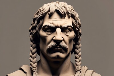 Sculpture of man with braids