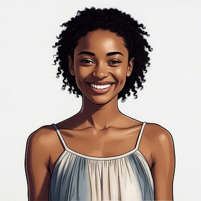 Smiling woman with curly hair