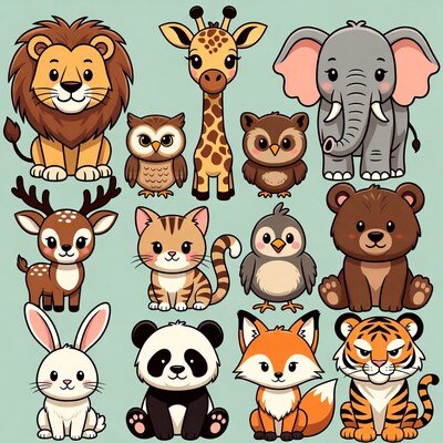 Cute cartoon animals collection