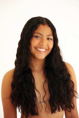 Young woman with long wavy hair