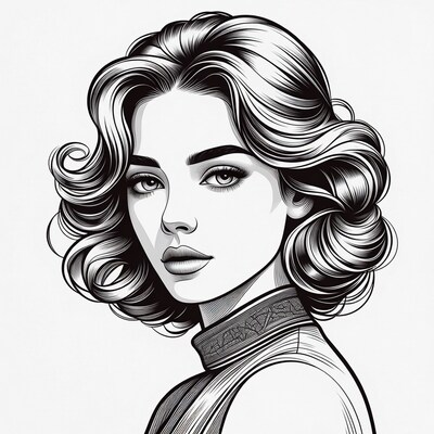 Woman with curly hair illustration