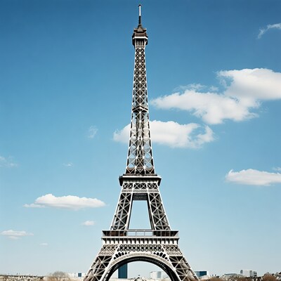 Eiffel Tower against blue sky