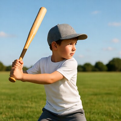 Boy swinging baseball bat
