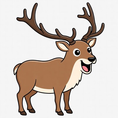 Cartoon reindeer with antlers