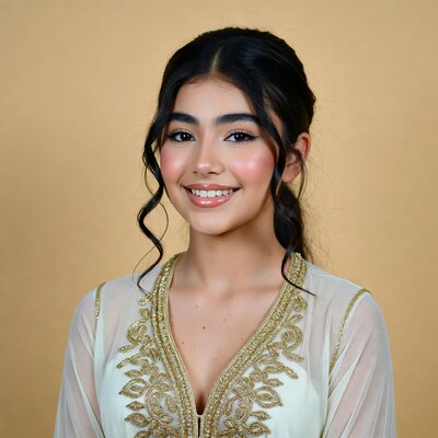 Young woman smiling in traditional attire