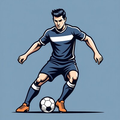 Soccer player dribbling ball