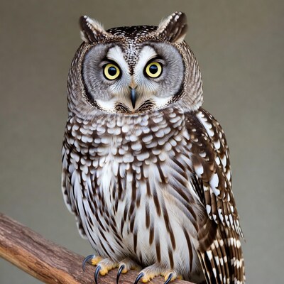 Majestic Owl on Wooden Branch