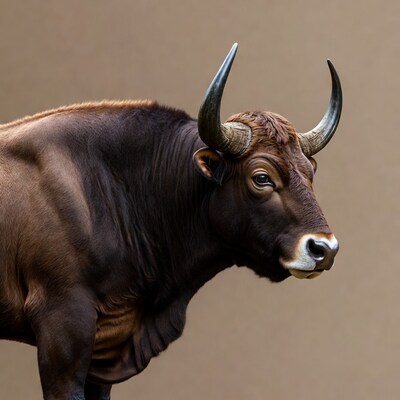 Powerful Brown Bull Portrait