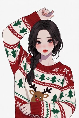 Anime girl in Christmas sweater
