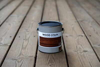 Wood Stain Can on Deck