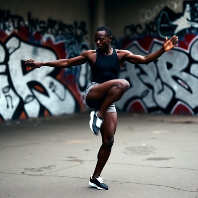 Black Man Street Dance Graffiti Pose