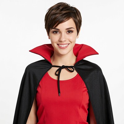 Woman in Vampire Cape Costume