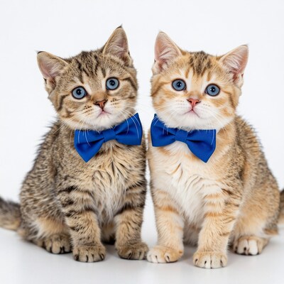 Two Kittens Blue Bow Ties