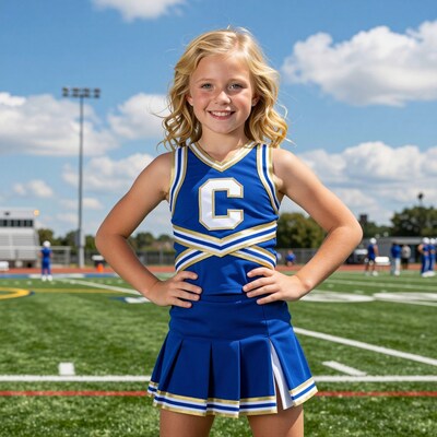 Blonde Cheerleader Girl on Football Field