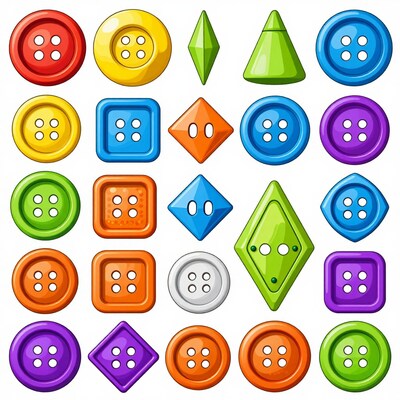 Colorful Cartoon Buttons Collection