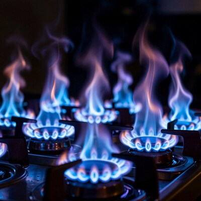 Blue Gas Stove Burner Flames