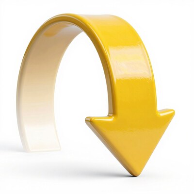 Yellow Curved Arrow Pointing Down