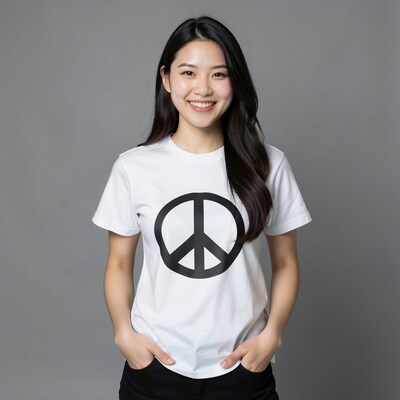 Asian Woman Peace Sign T-Shirt
