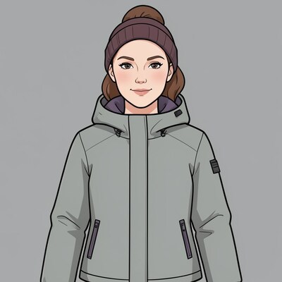 Woman in Gray Winter Jacket Illustration