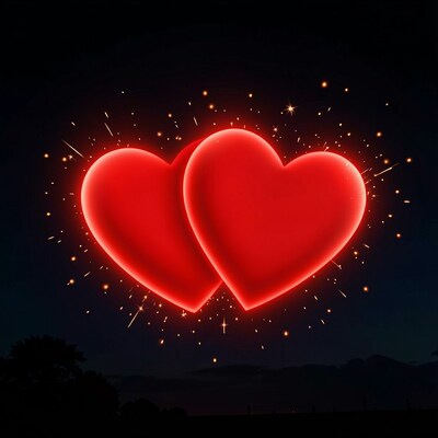 Glowing Red Double Hearts Sparks