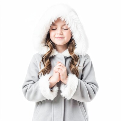 Young Girl in Fur Winter Coat