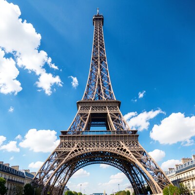 Eiffel Tower Blue Sky View