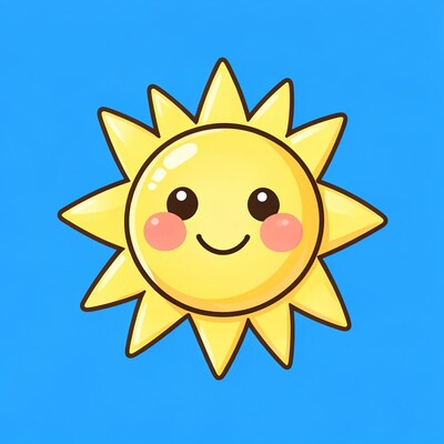 Cute Smiling Sun Cartoon Illustration