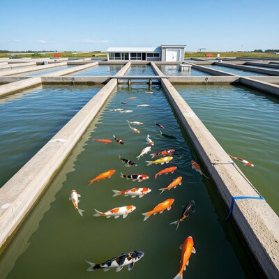 Koi Fish Farm Concrete Ponds
