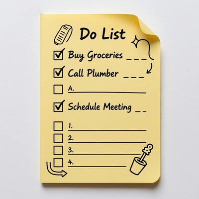 Yellow Sticky Note To Do List