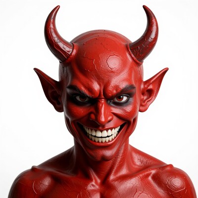Red Devil Demon Bust Closeup