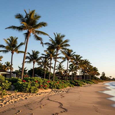 Tropical Palm Tree Beach Sunset