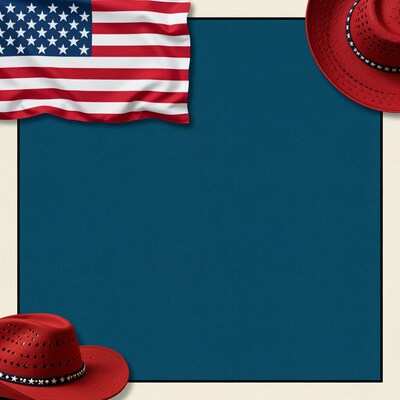 American Flag Red Cowboy Hats Blue