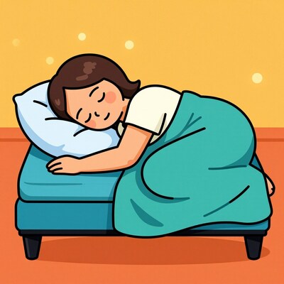 Cartoon Woman Sleeping in Bed