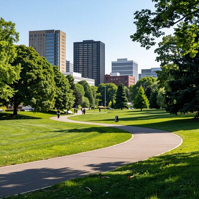 Urban Park Path City Skyline