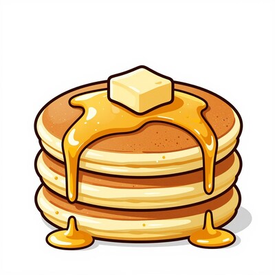 Cartoon Pancake Stack with Syrup
