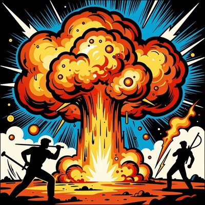 Comic Explosion Silhouette Warriors