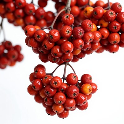 Red Berry Clusters Isolated White