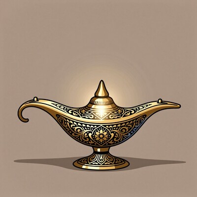 Golden Magic Lamp Illustration