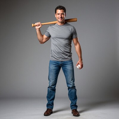 Man Holding Baseball Bat and Ball