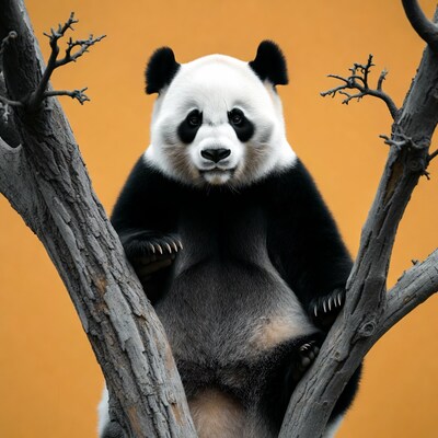 Giant Panda Sitting in Tree