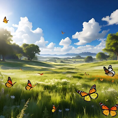 Butterflies in Sunny Meadow