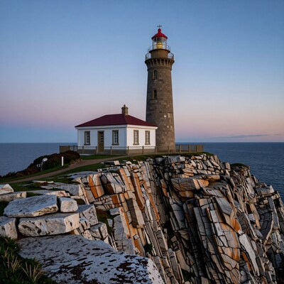 Lighthouse on Rocky Cliff