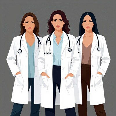Three Female Doctors Illustration