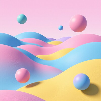 Pastel 3D Spheres and Waves