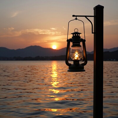 Lantern at Sunset Lake