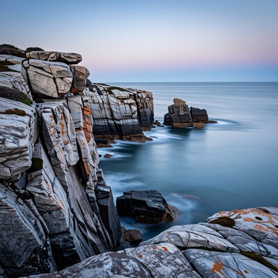 Dramatic Rocky Coastline at Dawn