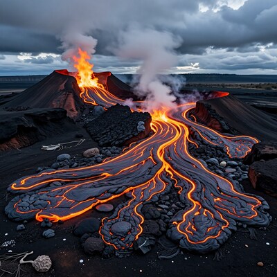 Erupting Volcano Lava Flow